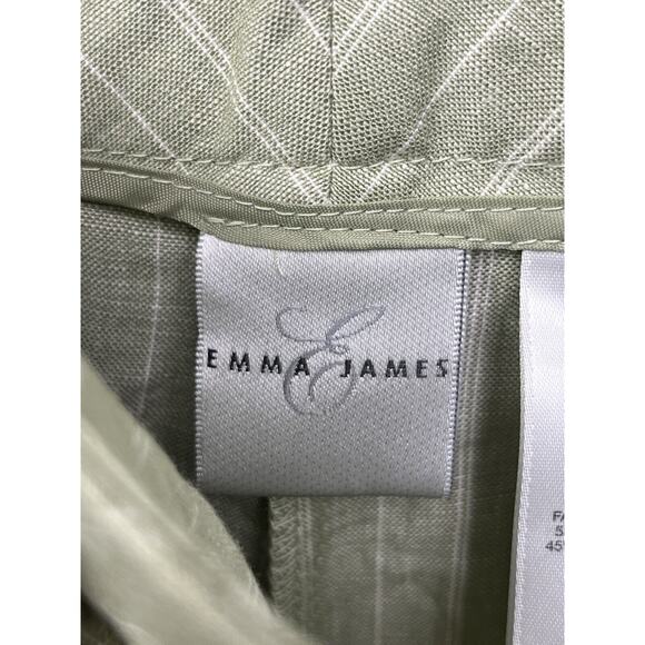 Emma James Pants Womens 14 Green Stripes‎ Linen Blend Mid Rise Straight Leg NEW - Picture 4 of 8